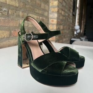 Tory Burch chunky velvet sandal heel
